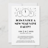 白黒ミニマルシンプルリストレトロ新年 招待状 (裏面)