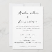 白黒ミニマルシンプルリスト結婚式招待状 招待状 (正面)