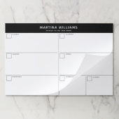 白黒ミニマルシンプル主義の週次オーガナイザー ペーパーパッド (折り畳み)