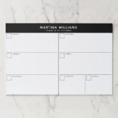 白黒ミニマルシンプル主義の週次オーガナイザー ペーパーパッド (正面)