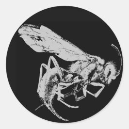白黒ミニマルスタイル虫虫ハチ ラウンドシール