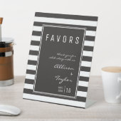 白黒ミニマルストライプリスト結婚式の引き出物 台座サイン (インサイチュ)
