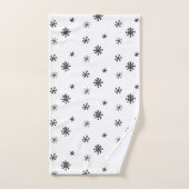 白黒ミニマルスノーフレーククリスマス バスタオルセット (ハンドタオル)