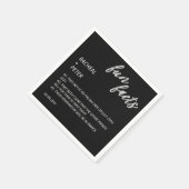 白黒ミニマルタイポグラフィおもしろいファクト結婚ー スタンダードカクテルナプキン (角)