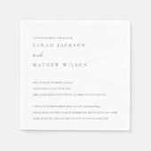 白黒ミニマルタイポグラフィの結婚おもしろい事実 スタンダードカクテルナプキン (正面)