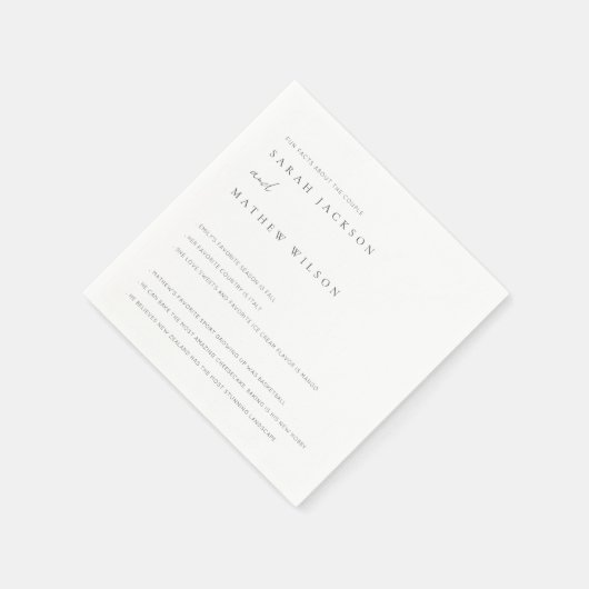 白黒ミニマルタイポグラフィの結婚おもしろい事実 スタンダードカクテルナプキン (角)