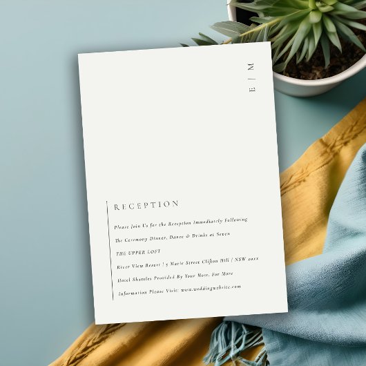 白黒ミニマルタイポグラフィウェディングレセプション エンクロージャーカード