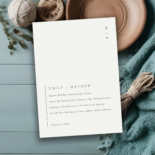 白黒ミニマルタイポグラフィウェディング招待 サンキューカード