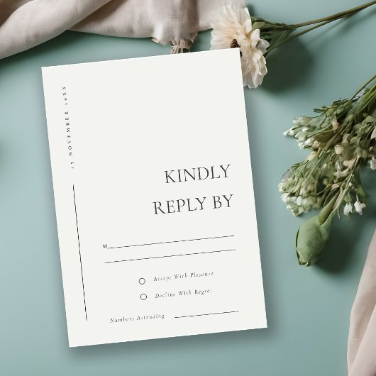 白黒ミニマルタイポグラフィウェディングRSVP 出欠カード