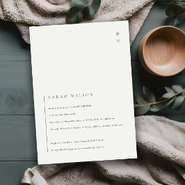 白黒ミニマルタイポグラフィベビーシャワー招待状 サンキューカード