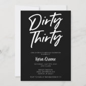 白黒ミニマルダーティ30歳の誕生日 招待状 (正面)