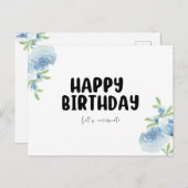 白黒ミニマルハッピーバースデーはがき ポストカード (正面/裏面)