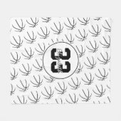 白黒ミニマルバスケットボール フリースブランケット (正面(横))