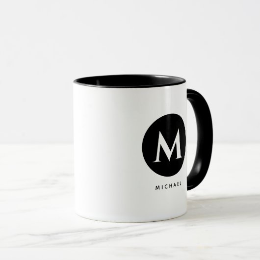 白黒ミニマルパパパーソナライズされたマグカップ マグカップ (正面右)