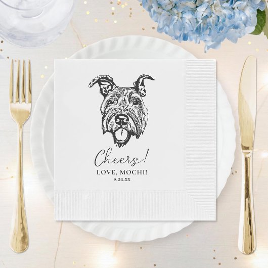 白黒ミニマルパーソナライズされたリス結婚ズ 縁ありカクテルナプキン