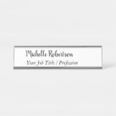 白黒ミニマルパーソナライズされた主義者 デスクネームプレート (正面)