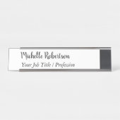 白黒ミニマルパーソナライズされた主義者 デスクネームプレート (正面)