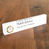 白黒ミニマルパーソナライズされた主義者 デスクネームプレート (側面)