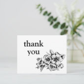 白黒ミニマルフローラサンキューカード サンキューカード (スタンド正面)
