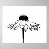 白黒ミニマルフローラスケッチ ポスター (正面)