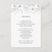 白黒ミニマルフローラモダン結婚ズ エンクロージャーカード (正面)