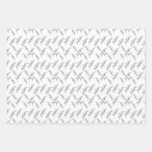 白黒ミニマルフローララッピングシート ラッピングペーパーシート (正面3)