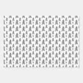 白黒ミニマルフローララッピングシート ラッピングペーパーシート (正面2)