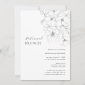白黒ミニマルフローラリハーサルブランチ 招待状 (正面)