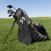 白黒ミニマルフローラ ゴルフタオル (グリーン)