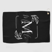 白黒ミニマルフローラ ゴルフタオル (横)