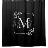 白黒ミニマルフローラ シャワーカーテン (正面)