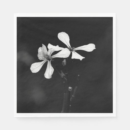 白黒ミニマルフローラ スタンダードランチョンナプキン (正面)