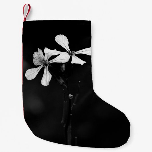 白黒ミニマルフローラ スモールクリスマスストッキング (正面)