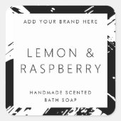 白黒ミニマルブッシュストローク製品ラベル スクエアシール (正面)