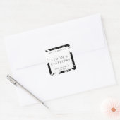 白黒ミニマルブッシュストローク製品ラベル スクエアシール (封筒)