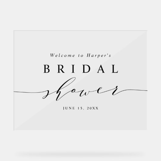 白黒ミニマルブライダルシャワーへようこそ アクリルサイン (正面)