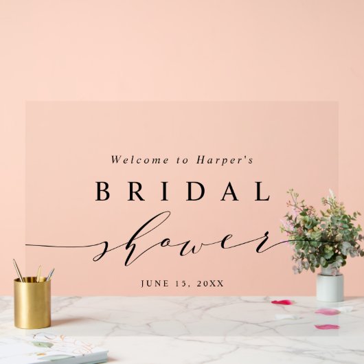 白黒ミニマルブライダルシャワーへようこそ アクリルサイン (ウェディング)