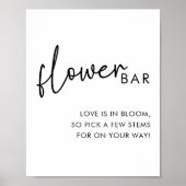 白黒ミニマルブライダルシャワーフラワーバー ポスター (正面)