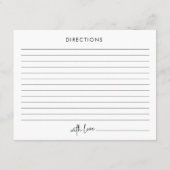 白黒ミニマルブライダルシャワーレシピカード エンクロージャーカード (裏面)