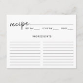 白黒ミニマルブライダルシャワーレシピカード エンクロージャーカード (正面)