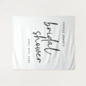 白黒ミニマルブライダルシャワー背景 タペストリー (正面(横))