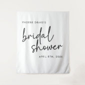 白黒ミニマルブライダルシャワー背景 タペストリー (正面)