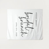 白黒ミニマルブライダルブランチ背景 タペストリー (正面(横))