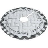 白黒ミニマルプレイドキルトパターンクリスマス ブラッシュドポリエステルツリースカート (アングル)