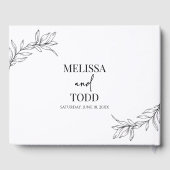 白黒ミニマルミニマル枝結婚葉 ゲストブック (裏面)