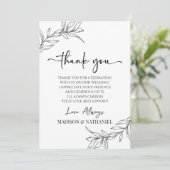 白黒ミニマルミニマル枝結婚葉 サンキューカード (スタンド正面)
