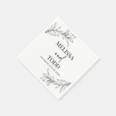 白黒ミニマルミニマル枝結婚葉 スタンダードカクテルナプキン (角)