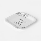 白黒ミニマルミニマル枝結婚葉 ペーパープレート (傾斜あり)