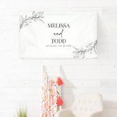 白黒ミニマルミニマル枝結婚葉 横断幕 (インサイチュ)