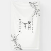 白黒ミニマルミニマル枝結婚葉 横断幕 (縦)